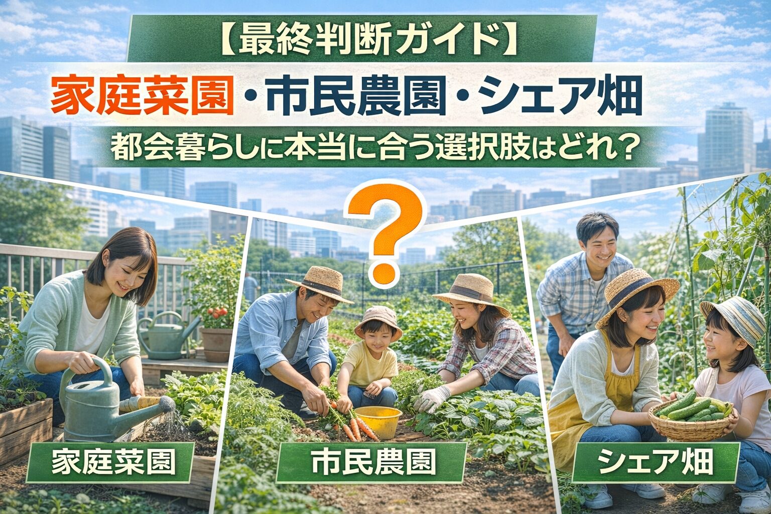 【最終判断ガイド】家庭菜園・市民農園・シェア畑|都会暮らしに本当に合う選択肢はどれ?