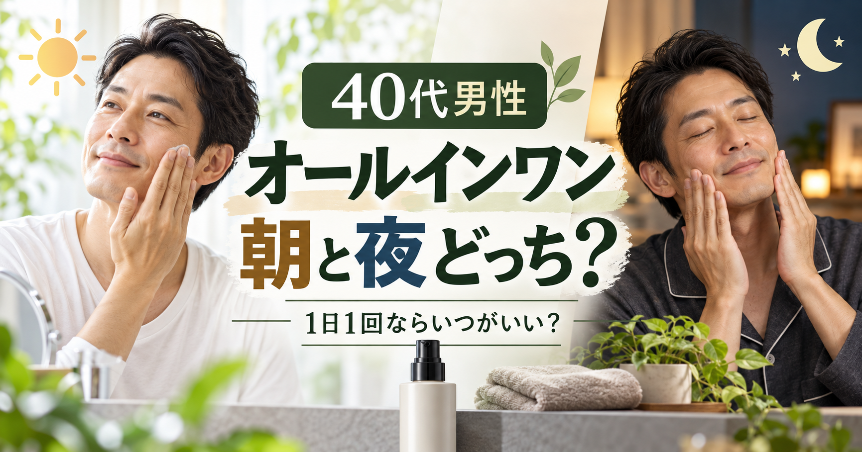 40代男性のオールインワンは朝と夜どっちに使う？1日1回ならいつがいい？